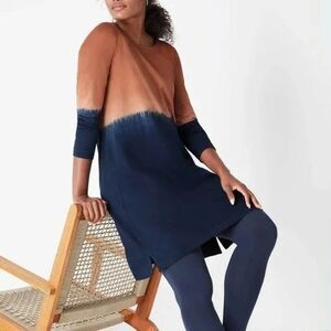 J. Jill PureJill Ombre Orange Blue Sunset A-Line Organic Cotton Dress, Size M